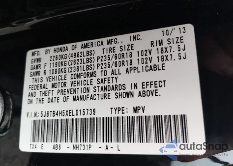 2014 Acura Rdx from USA, damaged, VIN 5J8TB4H5XEL015739